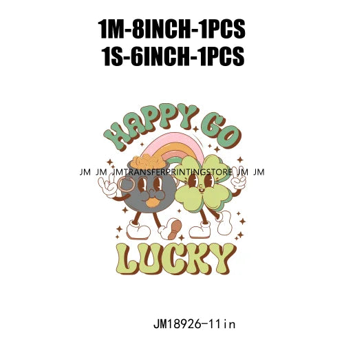 Happy St Patrick's Irish Day Lucky Vibes Shamrock And Roll Wish DTF Heat Transfers Stickers Printing Ready To Press For Clothing