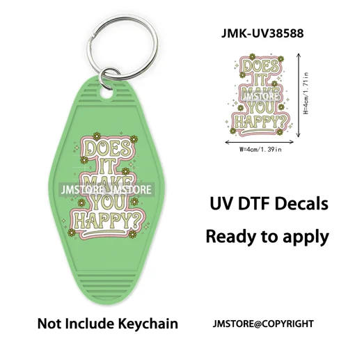 Positive Quotes Books Coffee Lover Girly UV DTF Motel Keychain Decal Ready To Ship Transfer Stickers Prints For Hotel Keychain