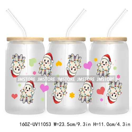 Gingerbread Christmas Coffee Latte UV DTF Cup Wrap For Libbey Glass Can Transfer Stickers Waterproof Custom Book Ghost Christmas