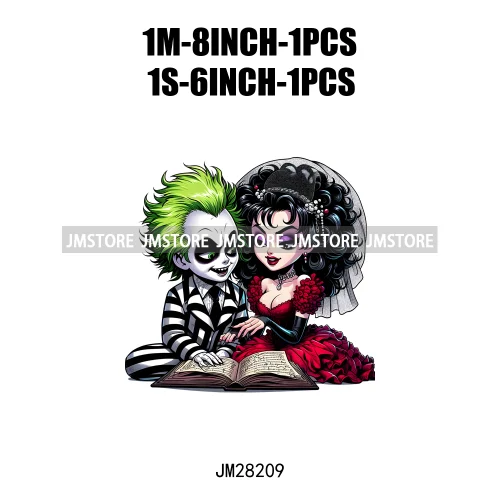 Cartoon Double Trouble Couple Character Halloween Printing Patches Iron On DTF Transfers Stickers Ready To Press For Clothing