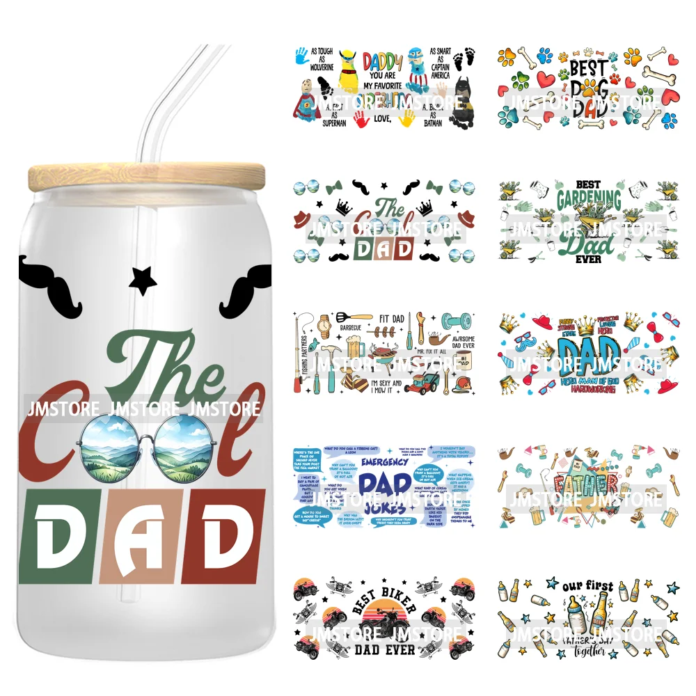 Dad Daily Affirmations Father's Day 16OZ UV DTF Cup Wrap Ready To Apply Waterproof Transfer Sticker For Libbey Glass Can Tumbler