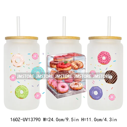 Dunkie Junkie Coffee Donuts UV DTF Wraps Transfer Sticker Selfadhesive Waterproof High Quality For 16OZ Libbey Glass Can Tumbler