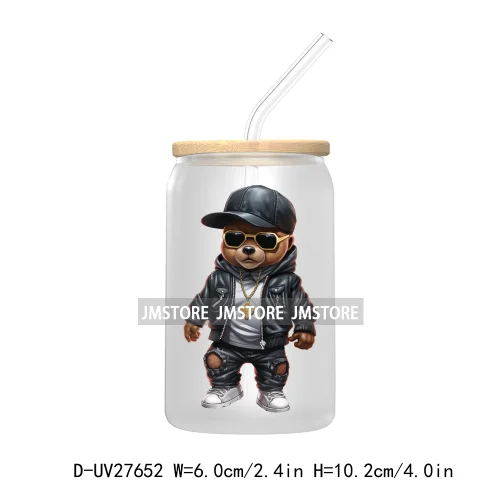 Hip Hop Urban Graffiti Teddy Bear UV DTF Transfer Stickers Decals For Libbey Cold Cups Mugs Tumbler Waterproof Trendy Bears Doll