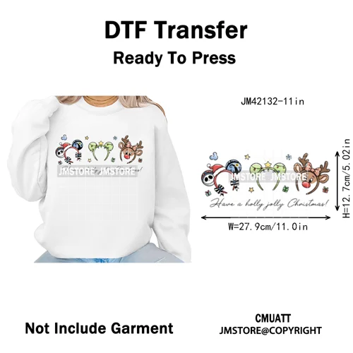 Colorful Mouse Headbands Cartoon Animal Princess Character Iron on DTF Washable Transfers Stickers Ready to Press for Clothes