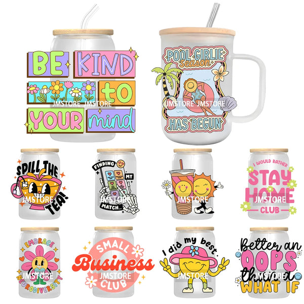 Be Kind To Your Mind Mental Health UV DTF Transfers Stickers Decals For Libbey Cold Cups Mugs Tumbler Waterproof DIY Craft