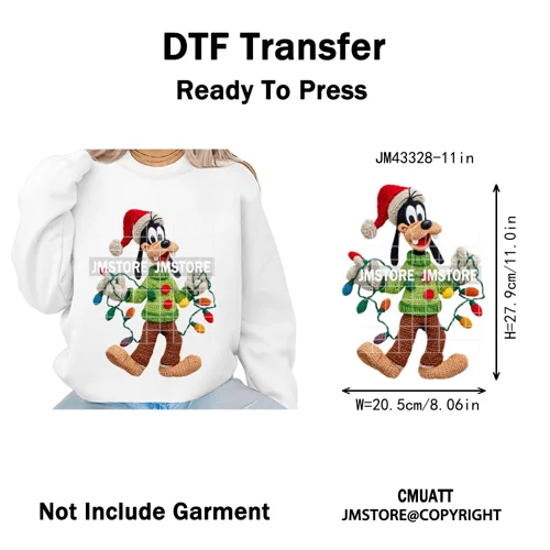 Latch Hook Faux Yarn Cartoon Movie Friends Merry Christmas Iron on Washable DTF Transfers Stickers Ready to Press for Textiles