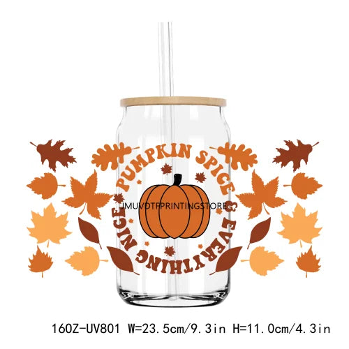 Thanksgiving Fall Thick And Juicy 16OZ UV DTF Cup Wrap Transfers Stickers Custom Labels DIY Waterproof Logo For Libbey Glass Can