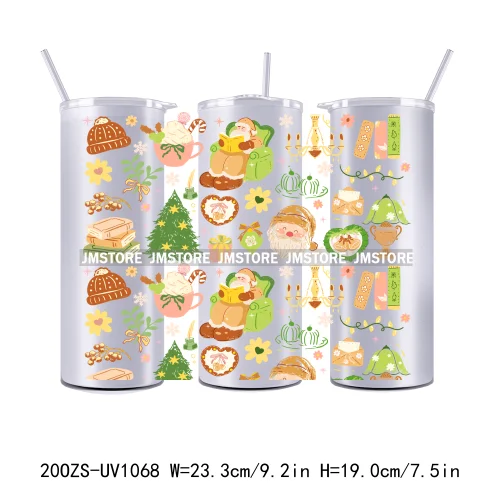 Girly Holiday Christmas Trees 20OZ Tumbler Wraps Ready To Ship UV DTF Transfer Stickers Waterproof Prints For Skinny Tumbler
