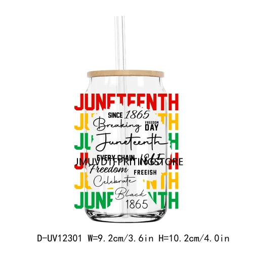 Steppin' into Juneteenth UV DTF Transfer Stickers Decals For Libbey Cold Cups Mugs Tumbler Waterproof DIY Logo Black Nurse Magic