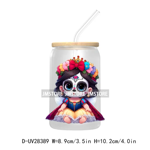 Mexican Little Princess UV DTF Transfer Stickers Decals For Libbey Cold Cups Mugs Tumbler Waterproof Craft Day of the Dead Girls