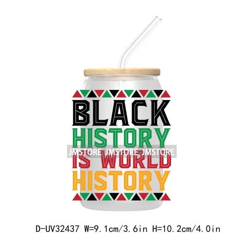 Black History Month Juneteenth African American UV Sticker Decals For Libbey Cold Cups Mugs Tumbler Transfer Stickers Waterproof