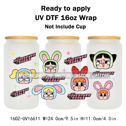 Floral Monsters Cartoon Characters UV DTF Wraps Transfer Stickers Waterproof Logo High Quality For 16OZ Libbey Glass Can Tumbler