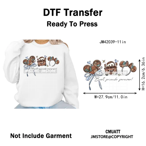 Retro Cartoon Magical Princess Girly Bow Mouse Ears Headbands Iron on DTF Washable Transfers Stickers Ready to Press for Hoodies