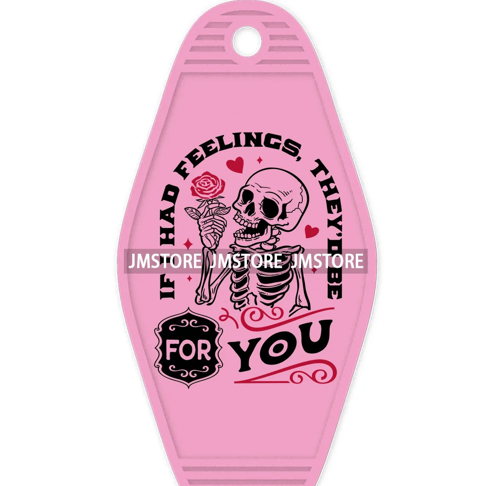 Loved To Death Skeleton Rose High Quality WaterProof UV DTF Stickers For Motel Hotel Keychain Blanks XOXO Valentines Day