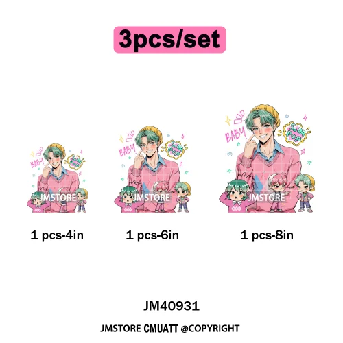 Cartoon Girl Dinner Kpop Merch Idol Band Group Music Movie Iron on DTF Washable Transfers Stickers Ready to Press for Textile