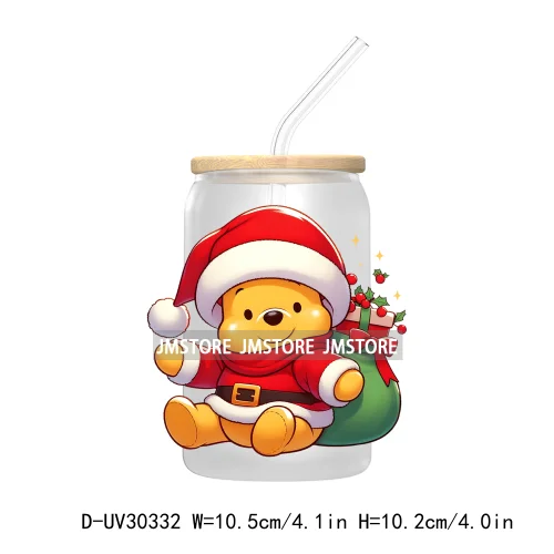 Merry Christmas Cartoon Mouse And Friends UV DTF Transfer Stickers Decals For Libbey Cold Cups Mugs Tumbler Xmas Bear Candy Cane