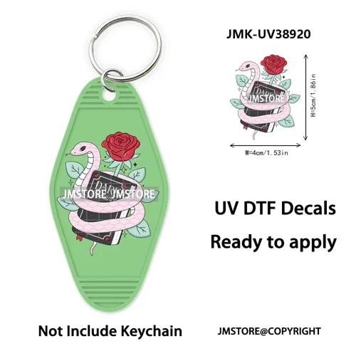 Reading Book Animals Mental Health UV DTF Motel Keychain Wraps Ready To Apply Waterproof High Quality Hotel Keychain Decals