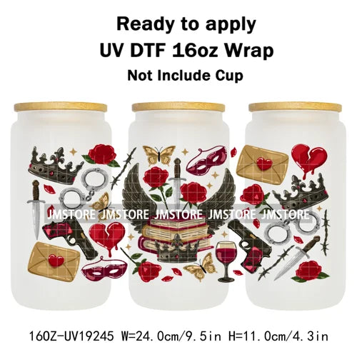 Romance Bookclub Bookish Candle UV DTF Cup Wrap Ready To Apply Transfer Stickers Durable 16OZ Tumbler Wraps For Libbey Glass Can