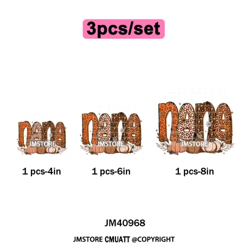 Coquette Preppy Fall Leopard Mama Floral Amen Autumn Pumpkin Season Iron on DTF Transfers Stickers Ready to Press for Textile