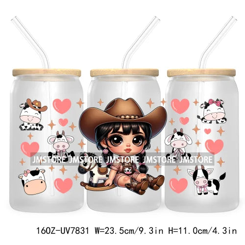 Cute Chibi Mexican Latina Baby Girl 16OZ UV DTF Cup Wrap Transfers Stickers For Libbey Glass Can Cups Tumbler Waterproof Skulls