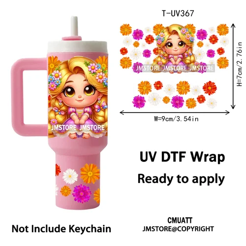 Baby Princess Butterfly Coquette Bow UV DTF Mini Tumbler Keychain Wraps Ready To Apply Transfer Stickers Prints Waterproof Decal