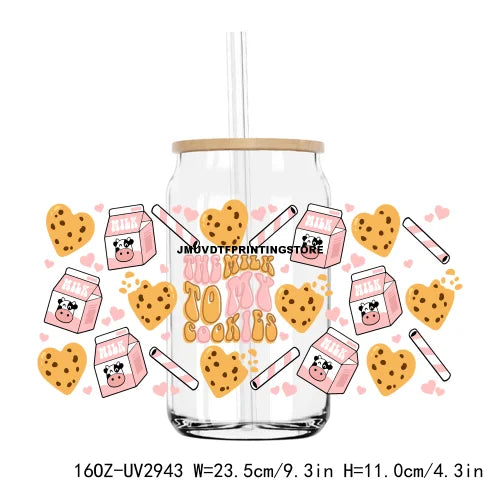 De La Rosa Concha Valentine's Day Cafecito Y Chisme UV DTF Sticker For 16OZ Libbey Glass Cup Can Wrap Custom Transfer Sticker