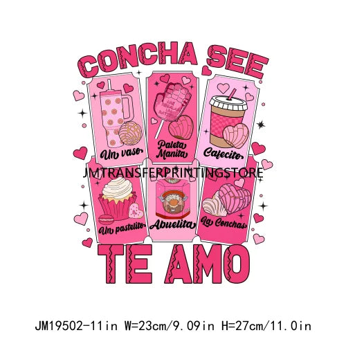 Conchas XOXO Ghost Be My Boo Valentine Concha See Te Amo Sweet Like Pan Dulce DTF Transfers Stickers Ready To Press For Hoodies