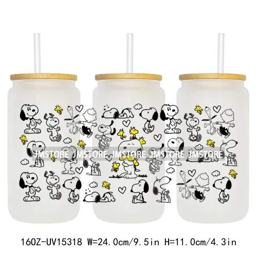 Trendy Cartoon Friends Coffee 16OZ UV DTF Cup Wraps Ready To Apply Waterproof Transfer Stickers For Libbey Glass Can Tumbler