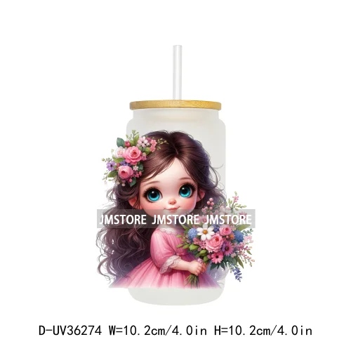 Cute Little Girl Butterfly Wings UV DTF Transfer Stickers Decal Ready To Apply Waterproof For 16OZ Libbey Glass Can Cups Tumbler