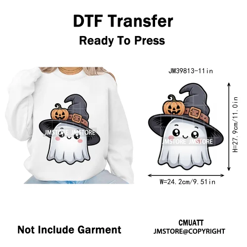 Spooky Coffee Lover Halloween Coquette Pumpkins Witches Ghost Iron on DTF Washable Transfers Stickers Ready to Press for Clothes