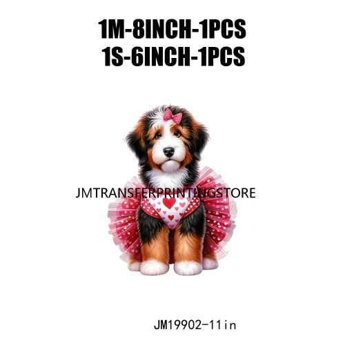 Puppy Valentine's Day Animal Love Cute Dog Heat Press Iron On DTF Heat Transfers Stickers Ready To Press For Shirts