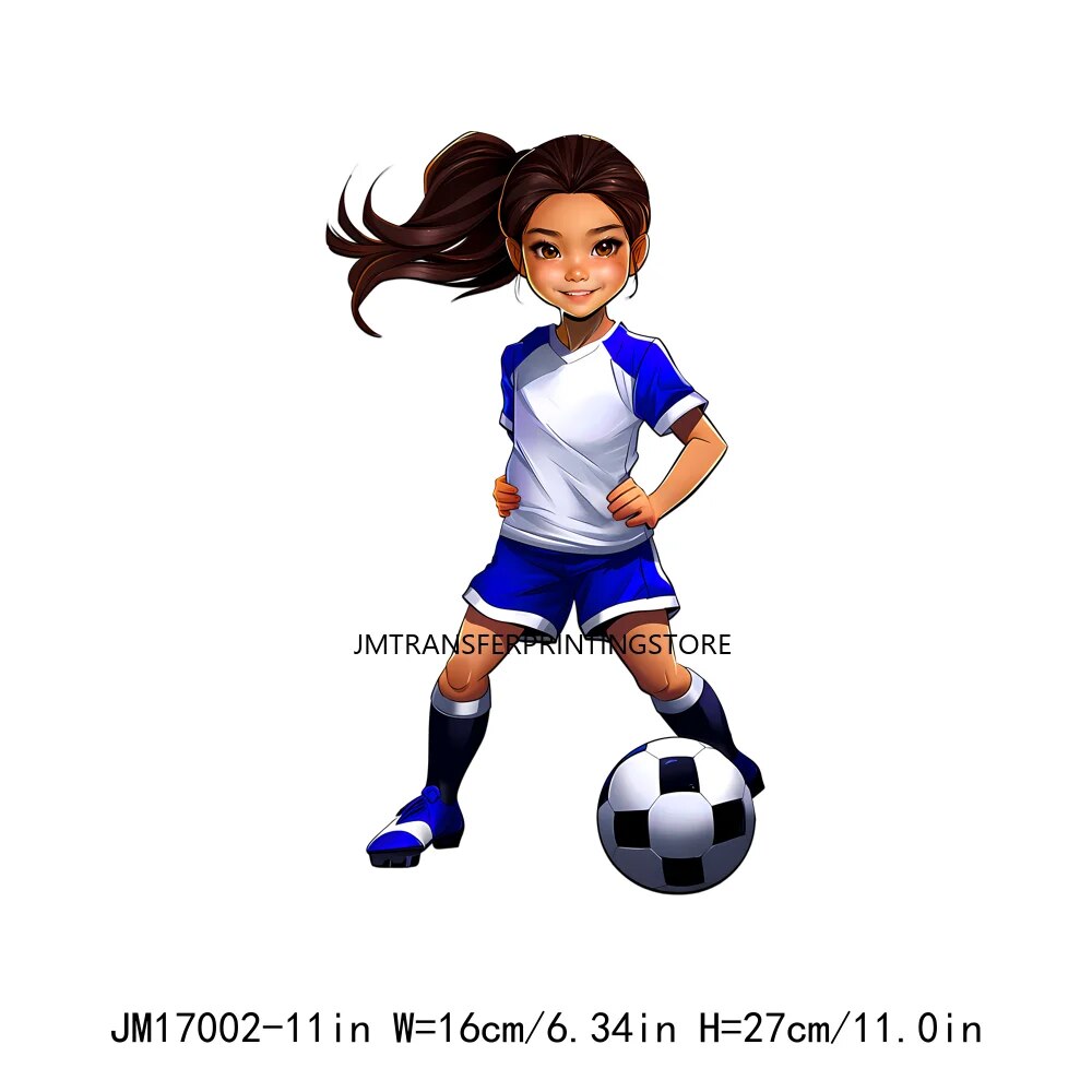 Afro Cut Sport Girl Football Baseball Sticker Heat Press American Afro Sport Kids DTF Transfers For Bags Hoodies