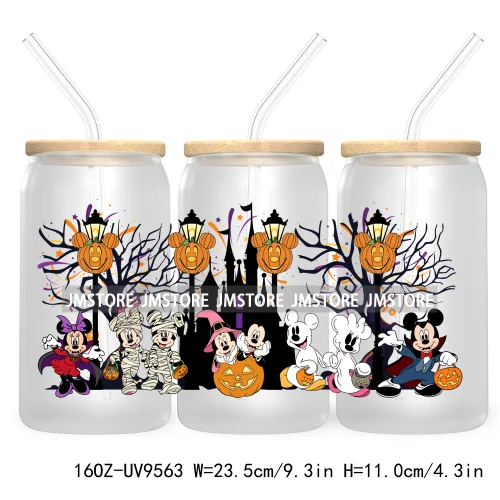 Halloween Cartoon 16OZ UV DTF Cup Wrap Transfer Stickers Custom Labels Waterproof Logo For Libbey Glass Can Pumpkin Season Vibes