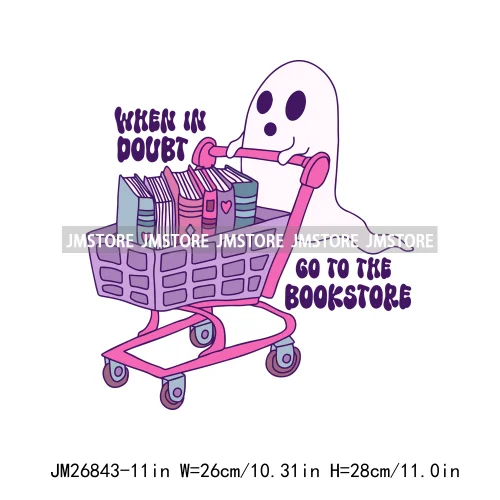 Hot Cute Spooky Ghouls Boo Read Club Bookish Halloween DTF Printing Iron On Transfer Stickers Ready To Press For Hoodies Bags