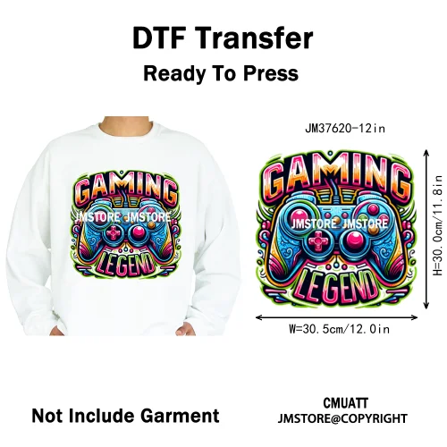 12in Old School Rap Hip Hop Music King Gaming Urban Vibes Graffiti Iron on DTF Heat Transfer Stickers Ready to Press for T-shirt