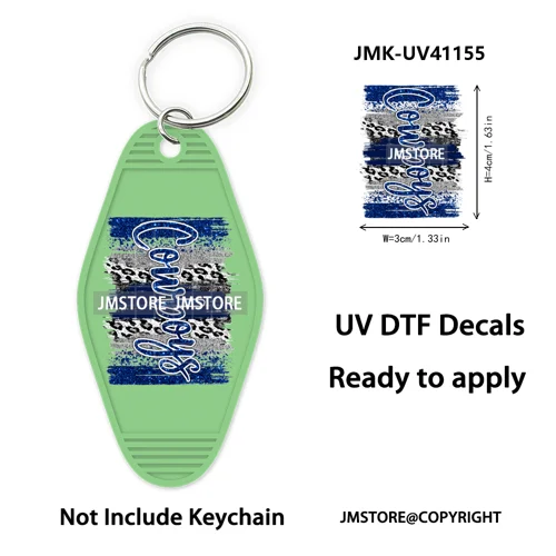 Football Cowboys Coquette Bow Game Day UV DTF Motel Keychain Wraps Ready To Apply Waterproof High Quality Hotel Keychain Decals