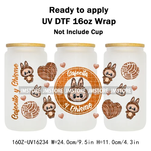Cute Monster Doll Mexican Food Snacks UV DTF Wraps Transfer Stickers Waterproof High Quality For 16OZ Libbey Glass Can Tumbler