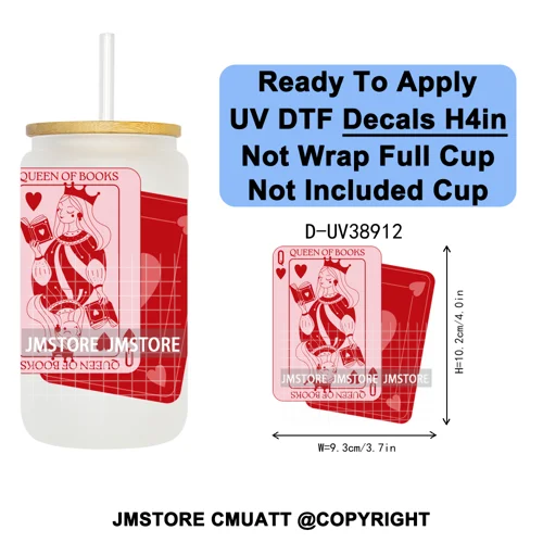 Fantasy Book Lover Gifts Positive Quotes UV DTF Decals Ready To Apply Waterproof Transfer Stickers For 16OZ Libbey Glass Can Cup