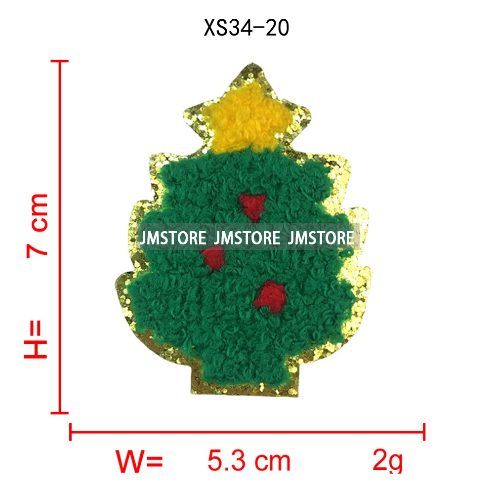 Cute Santa Claus Socks Snowman Merry Christmas Winter Vibes Glitter Sequin Iron on Embroidered Chenille Patches for Hoodies