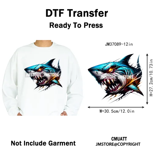 12in Urban Gangster Rich Money Lion Beats Shark Vibes Iron on DTF Thermal Transfers Stickers Ready to Press for T-shirts Bags