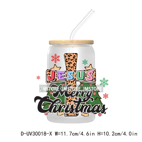 Christmas Cookie Baking Crew Gingerbread Man UV DTF Transfer Sticker Decal For Libbey Cold Cup Mug Tumbler Jesus Christmas Cross