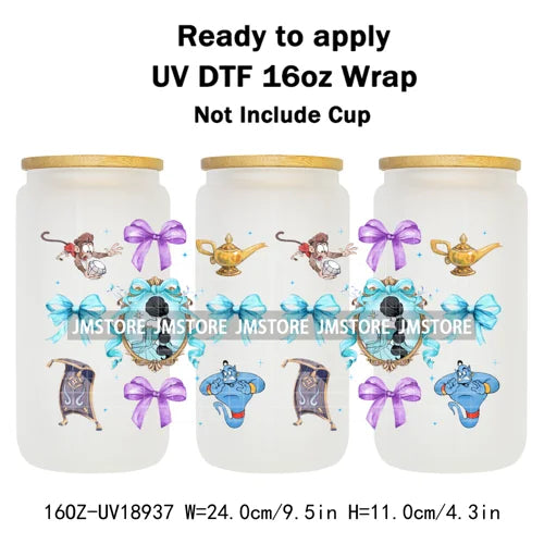 Bundle Princess Magical Mirror Bow UV DTF Stickers Ready To Apply Cup Wrap Durable Custom Prints DIY Craft For Libbey Can Glass