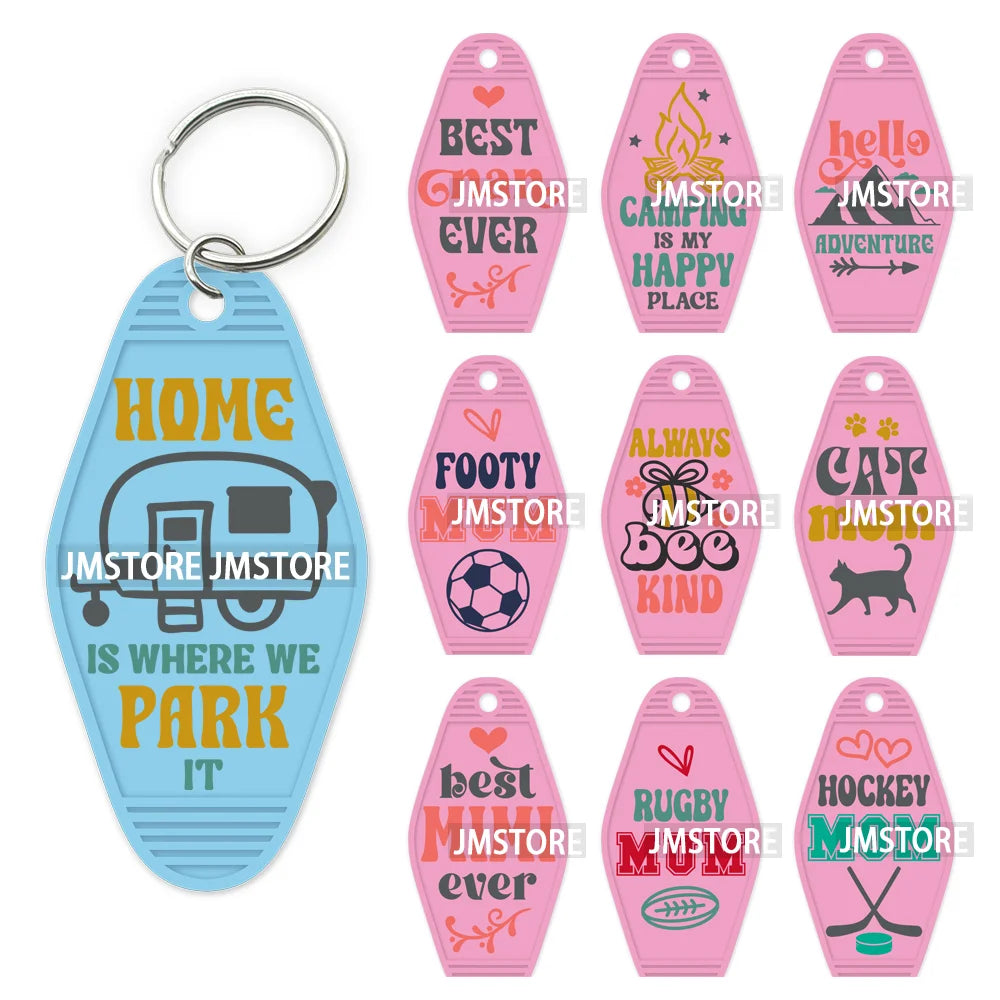 Camping Life Home Is Where We Park It High Quality WaterProof UV DTF Sticker For Motel Hotel Keychain Cat Mom