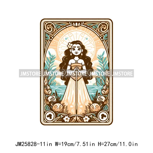 Cute Cartoon Animal Princess Characters Halloween Tarot Cards DTF Iron On Transfers Stickers Ready To Press For T-shirt Bags