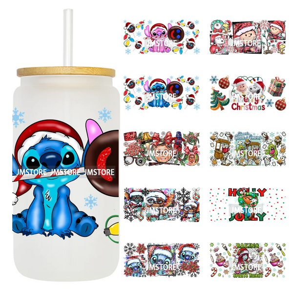Christmas Cartoon Holiday Movie Friends UV DTF Cup Wrap Ready To Apply Transfer Stickers 16OZ Tumbler Wraps For Libbey Glass Can