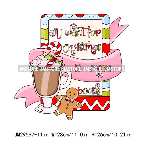 Merry And Bright Howdy Christmas Floral Santa Coquette Bow Tree Book Love Iron On DTF Heat Press Transfer Stickers For Clothes