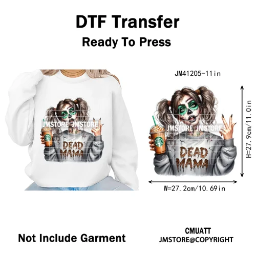 Creepy Killer Mama Club Halloween Spooky Vibes Horror Mom Iron on Washable DTF Transfer Stickers Ready to Press for T-shirts Bag