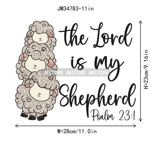 The Lord is my Shepherd Easter Christian Spring Floral Easter Bunny Bow Iron On DTF Transfer Stickers Ready To Press For Clothes