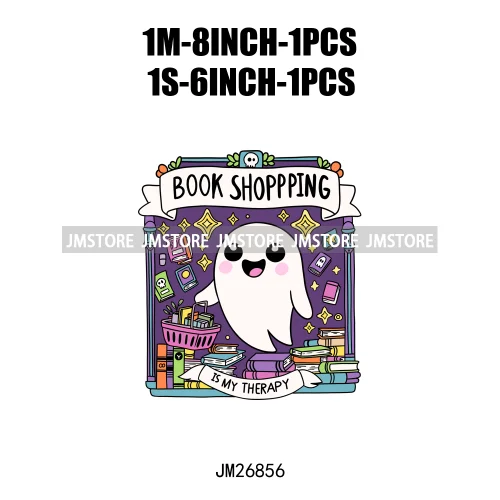 Custom Trick Or Read Ghost Witches Spooky Book Club Decals Bookish Girly Halloween DTF Iron On Transfers Stickers For T-shirts