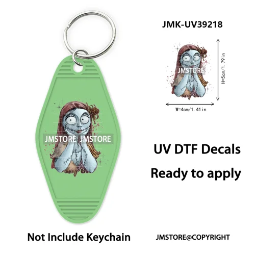 Horror Pumpkin Halloween Cartoon UV DTF Motel Keychain Decal Ready To Ship Durable Transfer Stickers Prints For Hotel Keychain